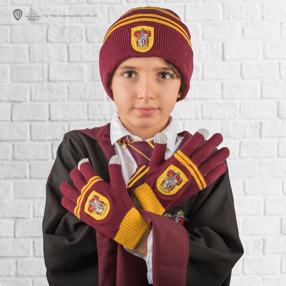 Harry Potter Kids Gryffindor Gloves and Beanie Set One Size